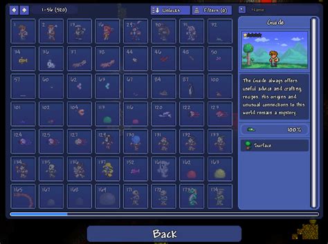 Defeating a boss is usually instrumental in advancing the game in some way. . Terraria bestiary list